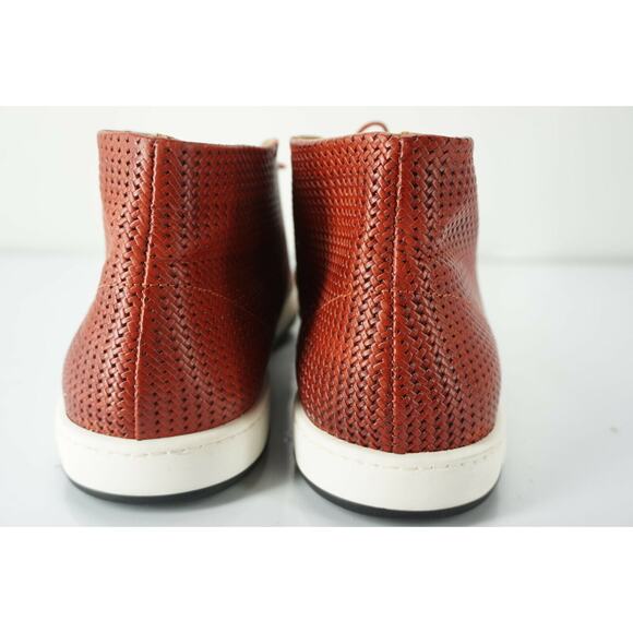 Giorgio Armani Red Perforated Leather High Top Sneakers Size 9.5 New $615 Chukka